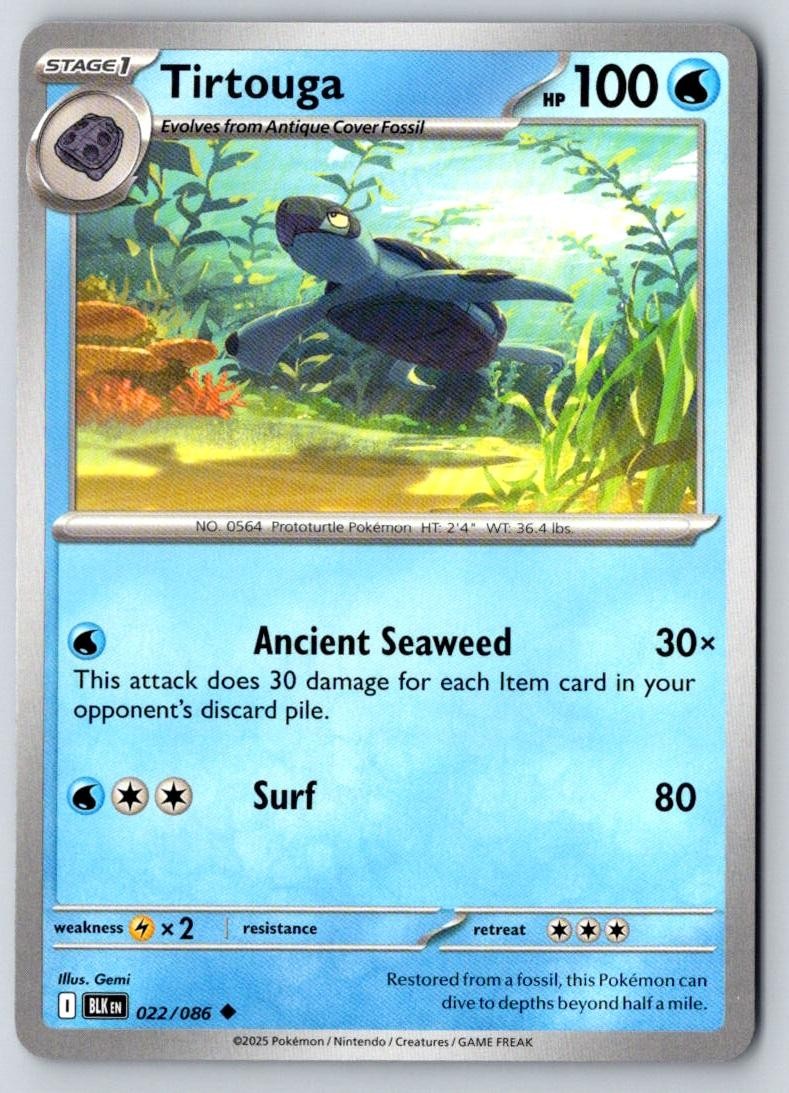 Tirtouga 022/086 Uncommon Black Bolt Pokemon Near Mint