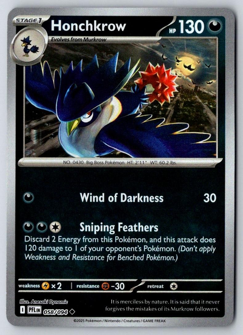 Honchkrow 058/094 Uncommon Phantasmal Flames Pokemon Near Mint