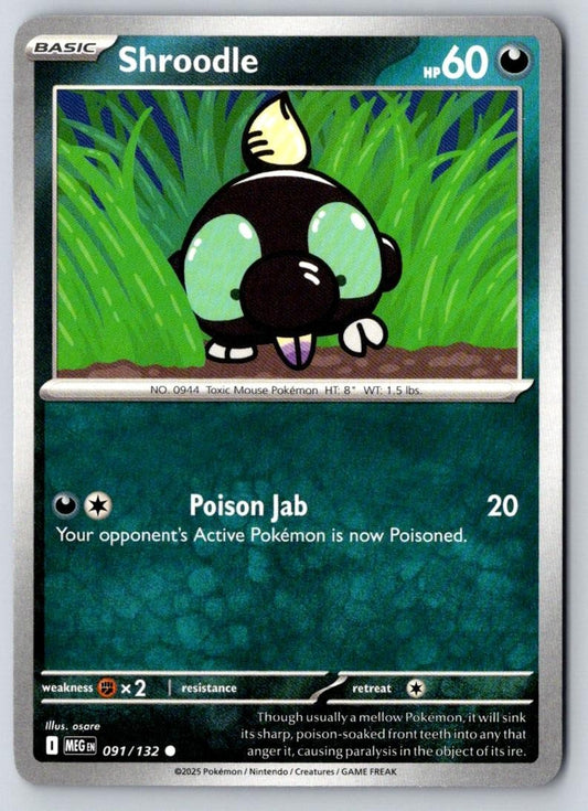 Shroodle 091/132 Common Mega Evolution Pokemon Near Mint