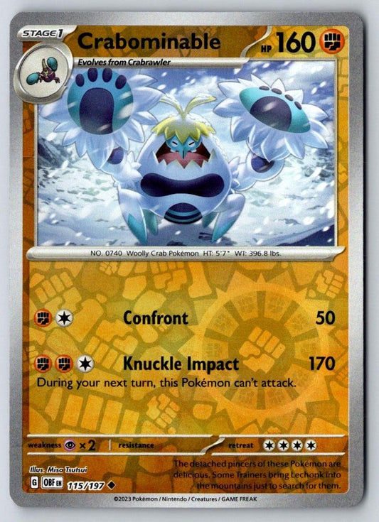 Crabominable 115/197 Uncommon Obsidian Flames Pokemon Near Mint