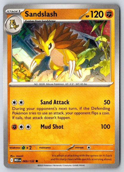 Sandslash 069/132 Common Mega Evolution Pokemon Near Mint