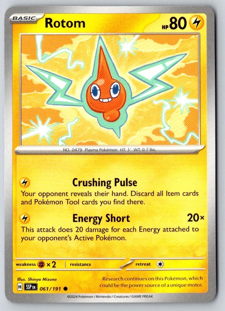 Rotom 061/191 Common Surging Sparks Pokemon Near Mint