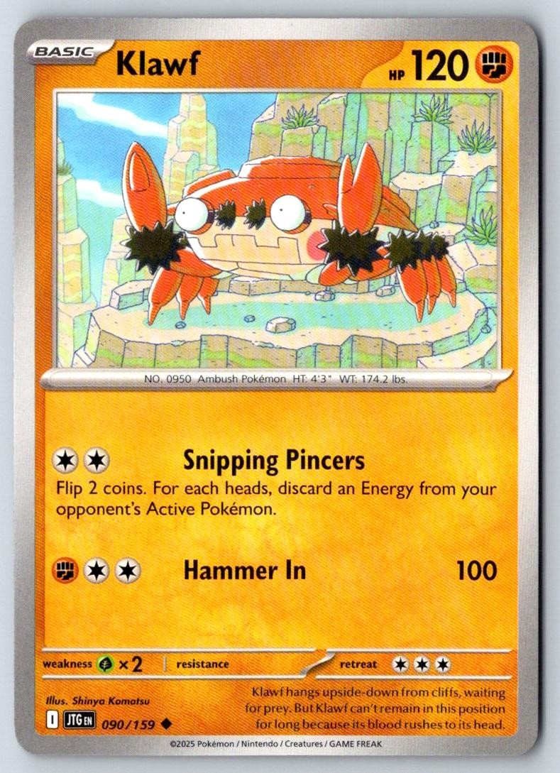 Klawf 090/159 Uncommon Journey Together Pokemon Near Mint