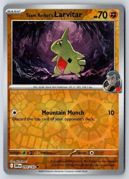 Team Rocket's Larvitar 094/182 Common Destined Rivals Pokemon Near Mint