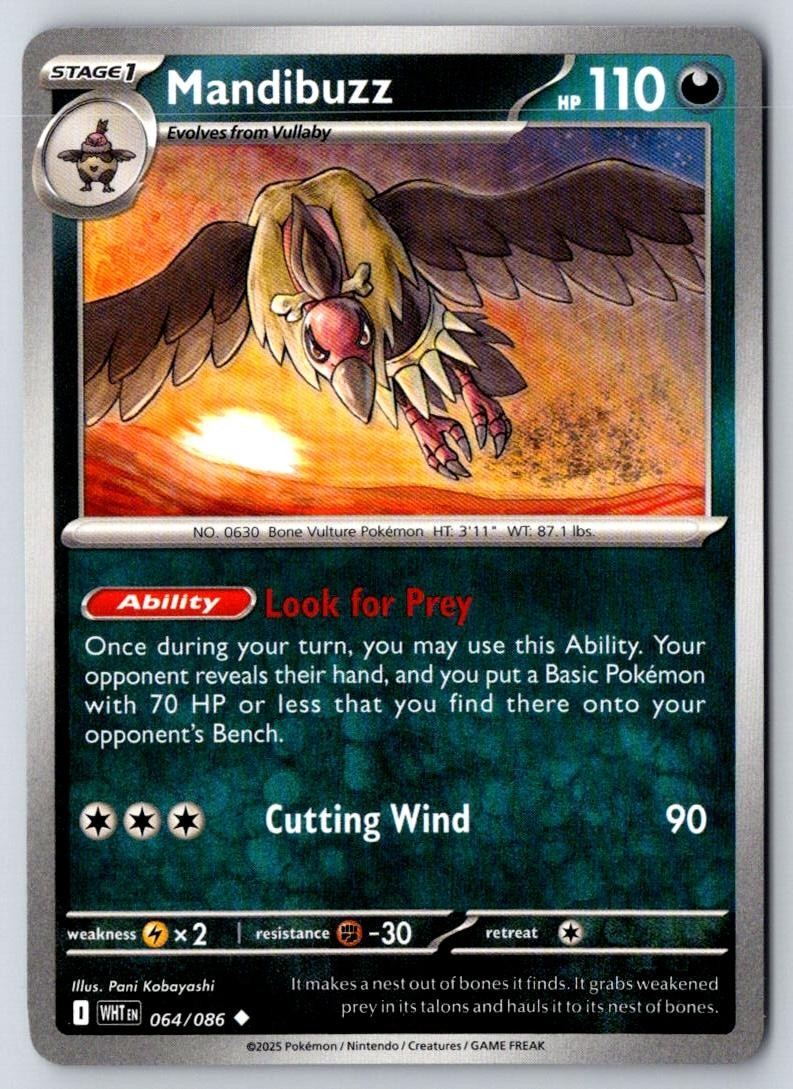 Mandibuzz 064/086 Uncommon White Flare Pokemon Near Mint