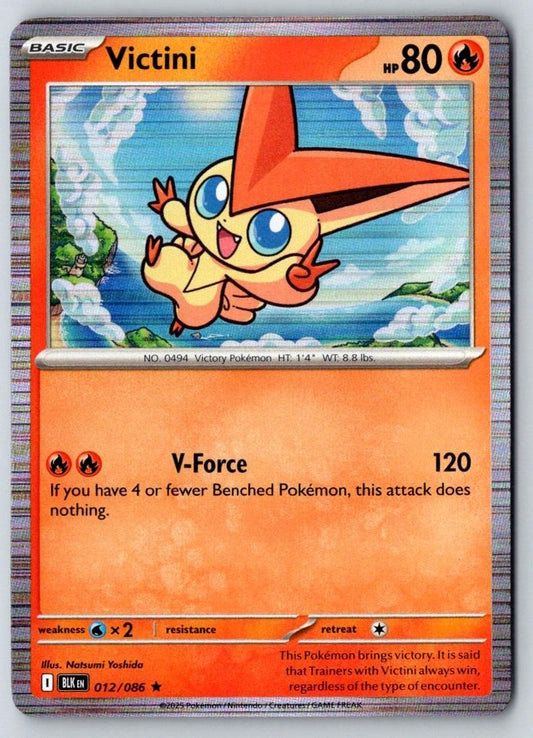 Victini 012/086 Holo Rare Black Bolt Pokemon Near Mint