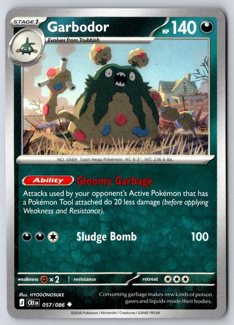 Garbodor 057/086 Uncommon Chaos Rising Pokemon Near Mint