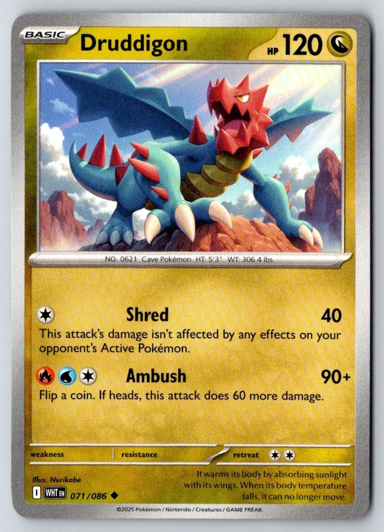 Druddigon 071/086 Uncommon White Flare Pokemon Near Mint