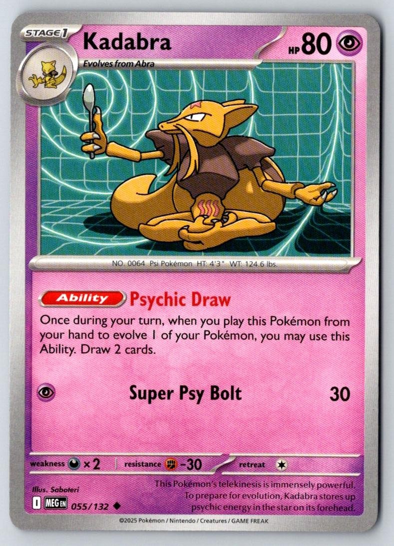 Kadabra 055/132 Uncommon Mega Evolution Pokemon Near Mint