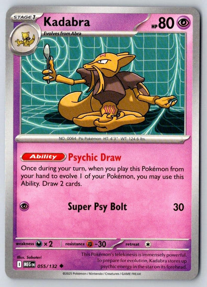 Kadabra 055/132 Uncommon Mega Evolution Pokemon Near Mint