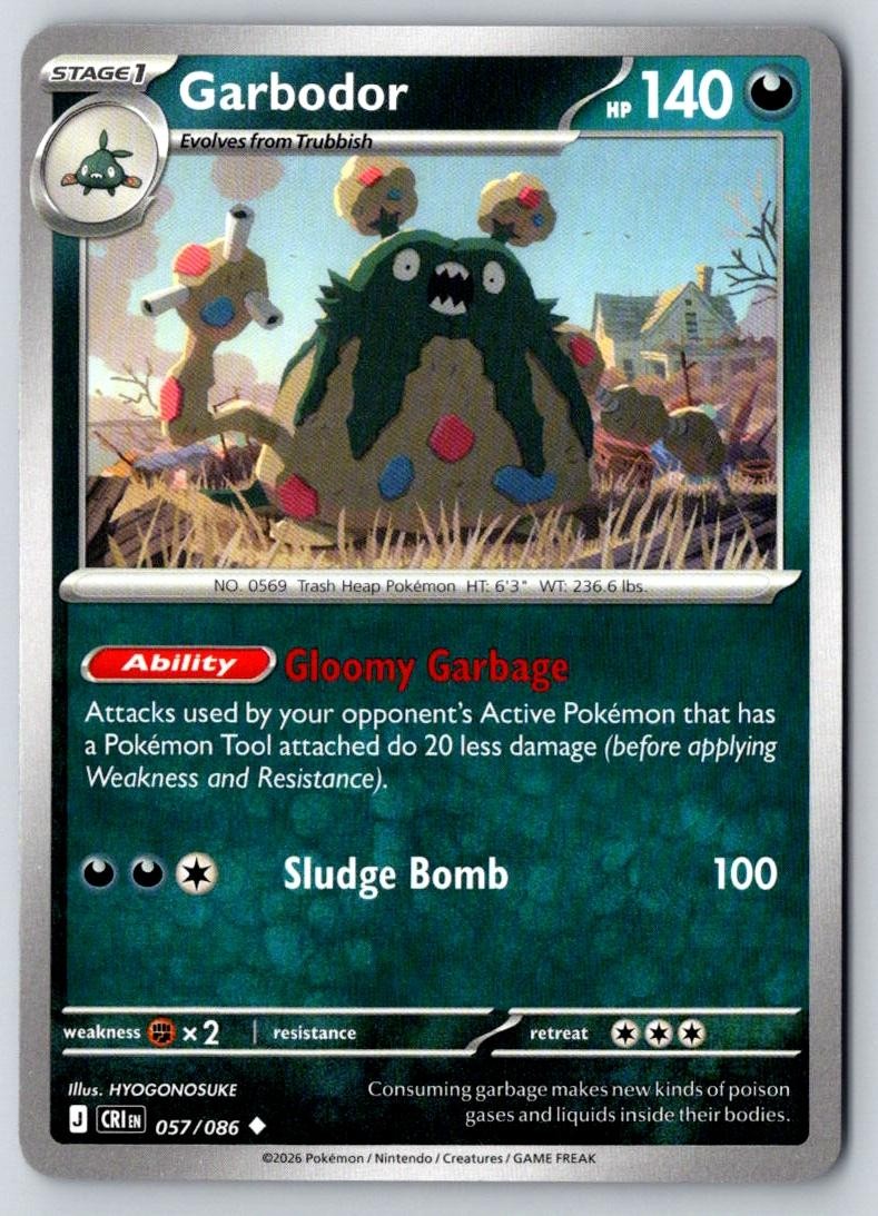 Garbodor 057/086 Uncommon Chaos Rising Pokemon Near Mint