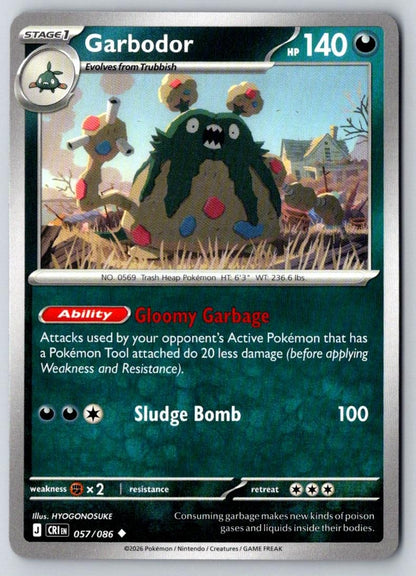 Garbodor 057/086 Uncommon Chaos Rising Pokemon Near Mint