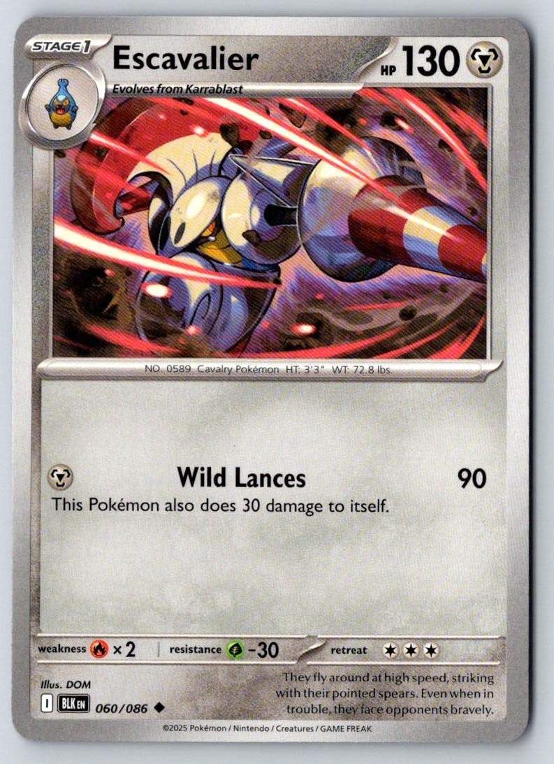 Escavalier 060/086 Uncommon Black Bolt Pokemon Near Mint