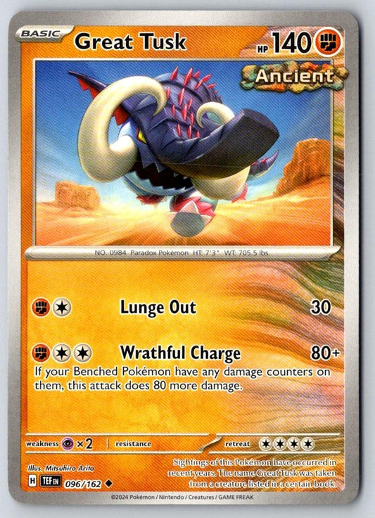 Great Tusk 096/162 Uncommon Temporal Forces Pokemon Near Mint