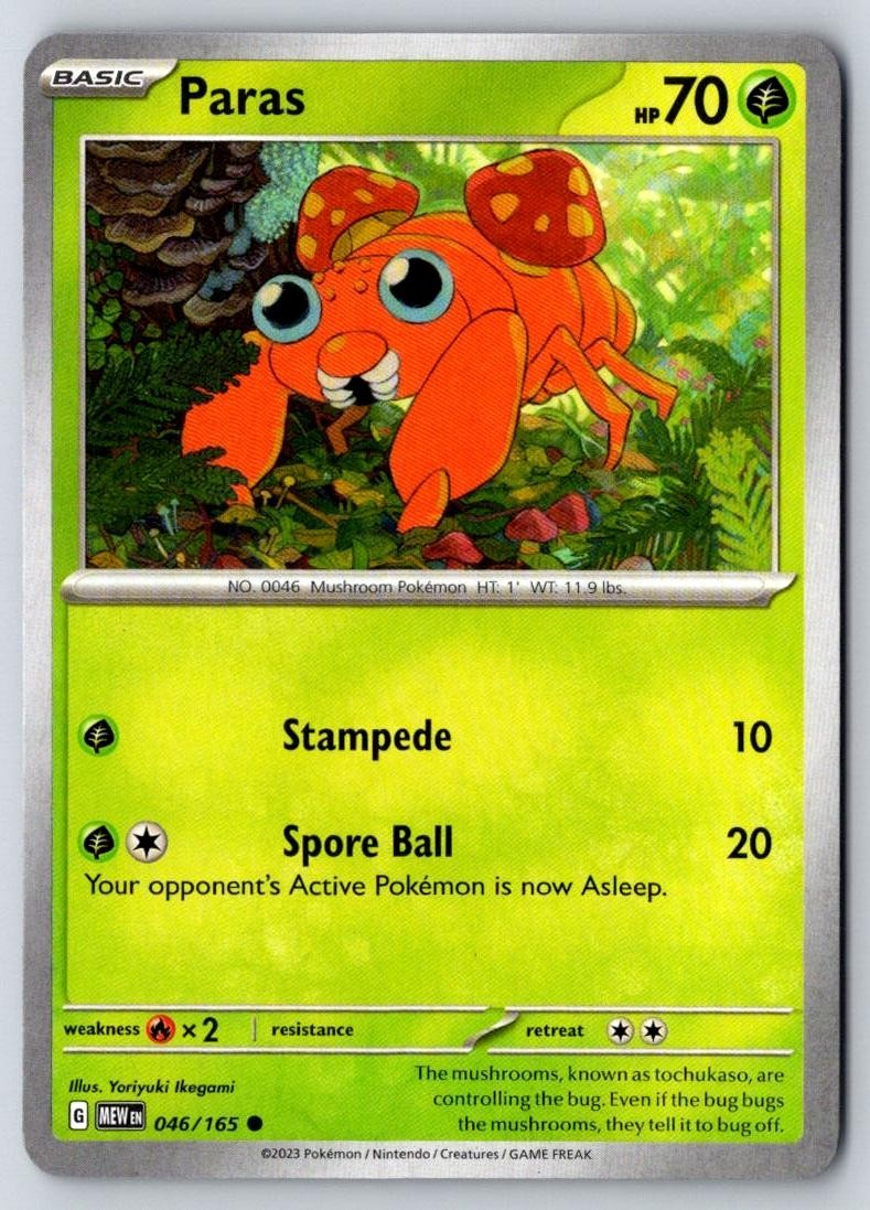Paras 046/165 Common 151 Pokemon Near Mint
