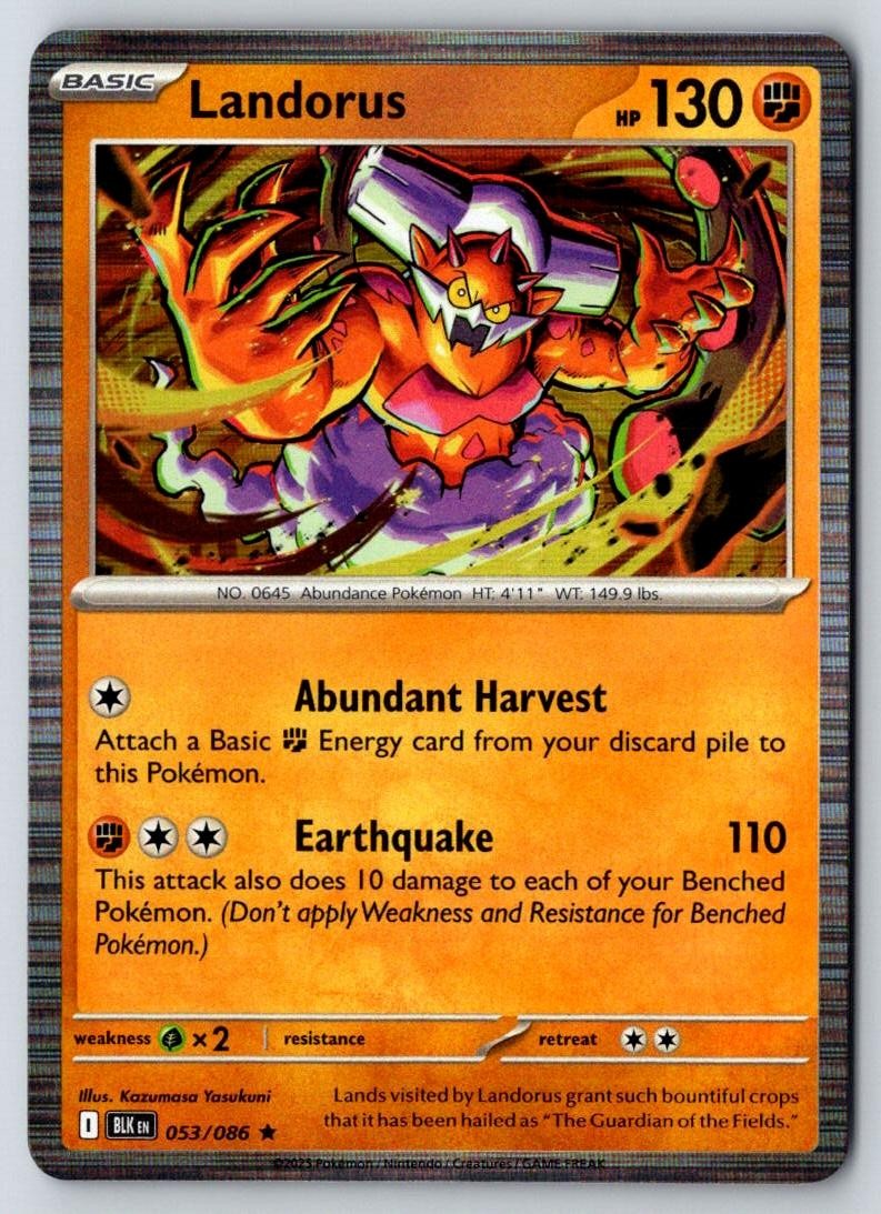 Landorus 053/086 Holo Rare Black Bolt Pokemon Near Mint