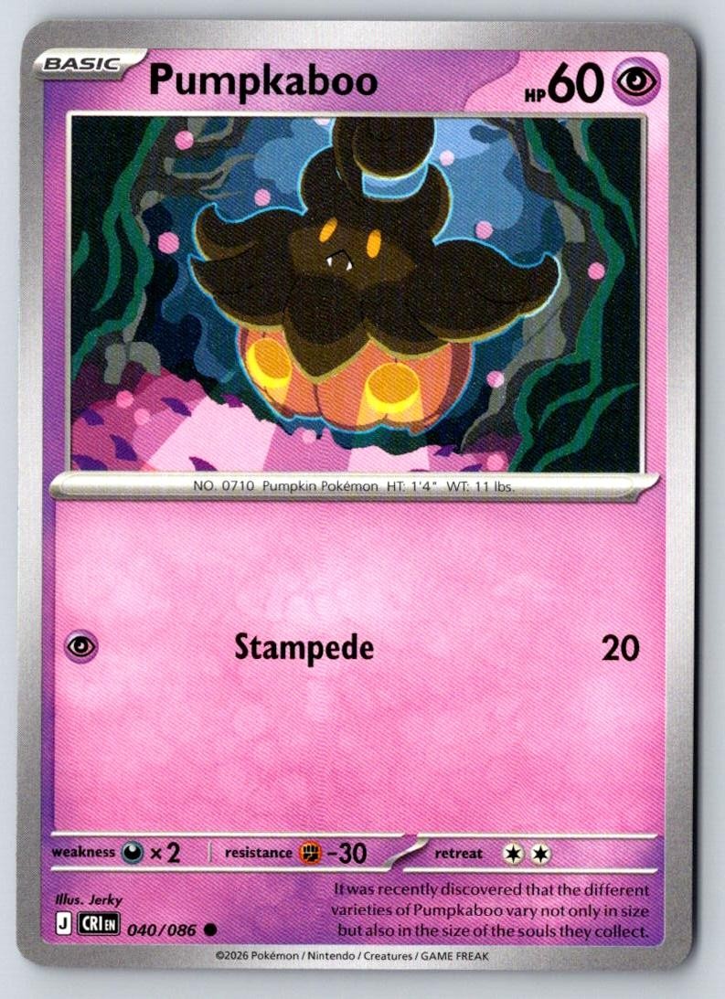 Pumpkaboo 040/086 Common Chaos Rising Pokemon Near Mint