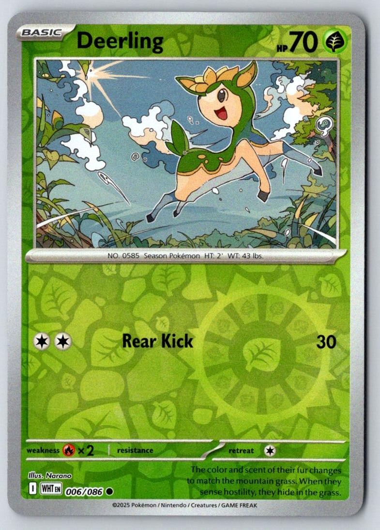 Deerling 006/086 Common White Flare Pokemon Near Mint