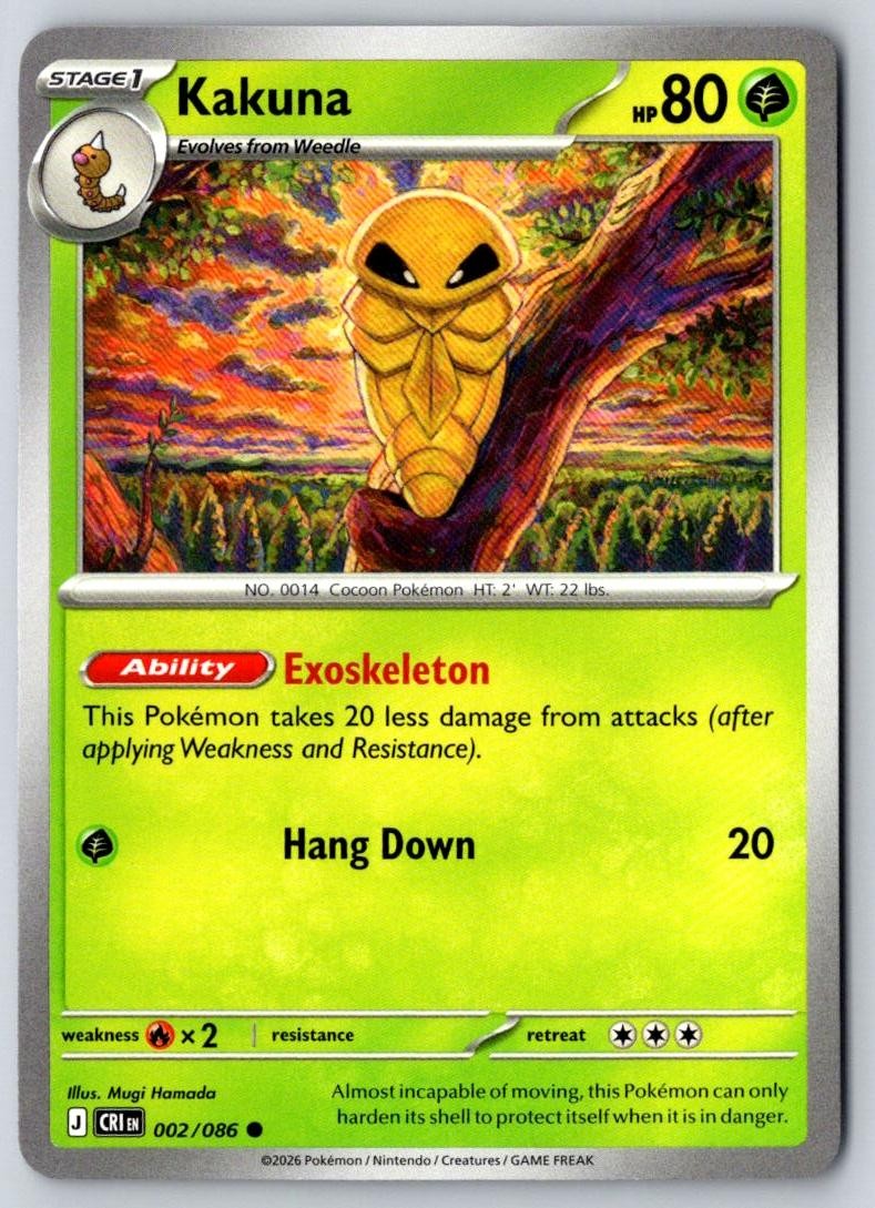 Kakuna 002/086 Common Chaos Rising Pokemon Near Mint
