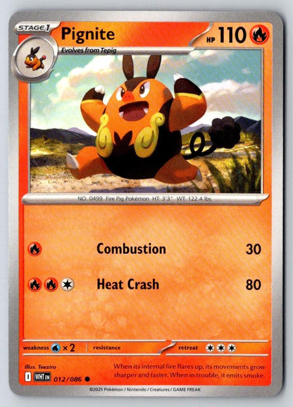 Pignite 012/086 Common White Flare Pokemon Near Mint