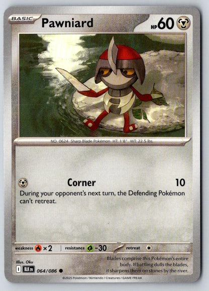 Pawniard 064/086 Common Black Bolt Pokemon Near Mint