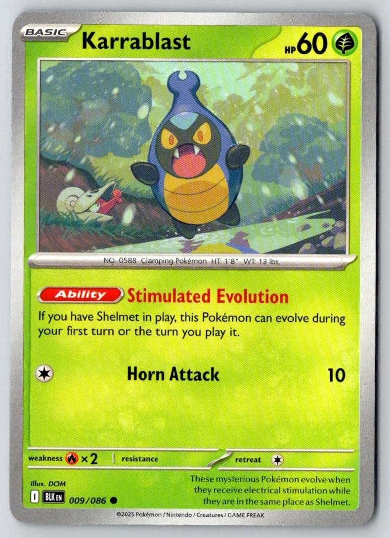 Karrablast 009/086 Common Black Bolt Pokemon Near Mint