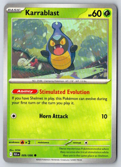 Karrablast 009/086 Common Black Bolt Pokemon Near Mint