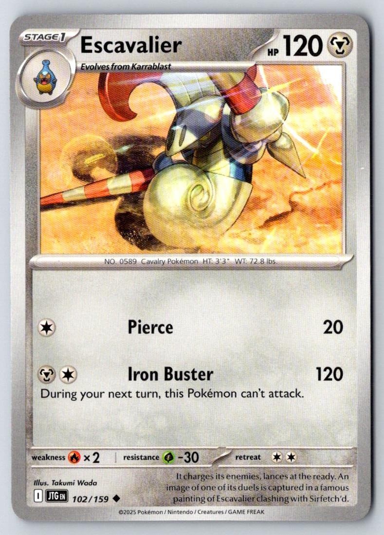 Escavalier 102/159 Uncommon Journey Together Pokemon Near Mint