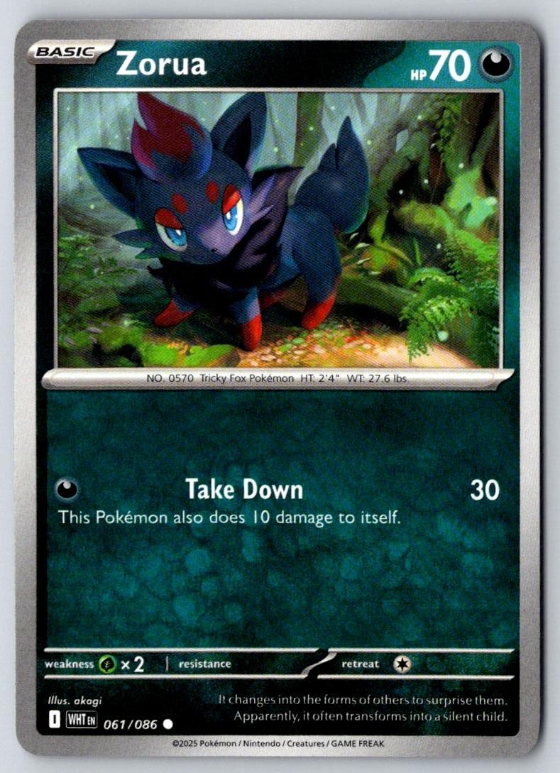 Zorua 061/086 Common White Flare Pokemon Near Mint