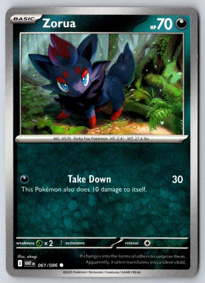 Zorua 061/086 Common White Flare Pokemon Near Mint
