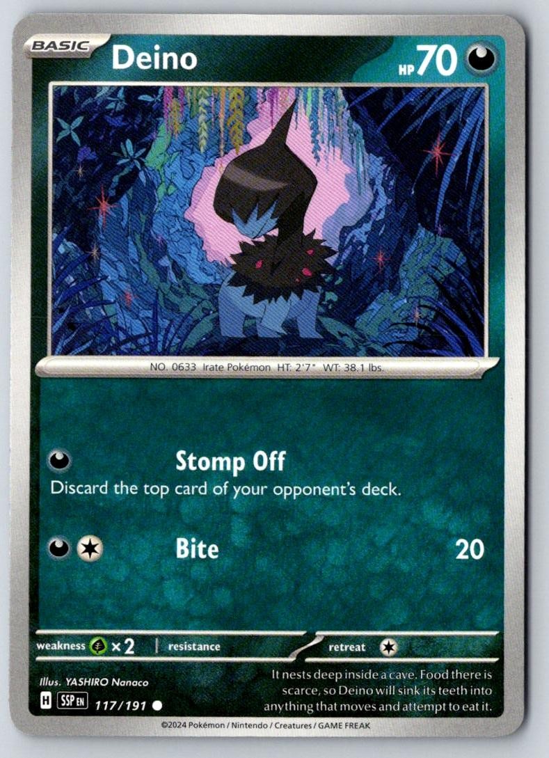 Deino 117/191 Common Surging Sparks Pokemon Near Mint