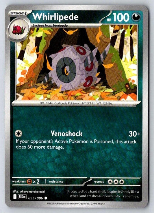 Whirlipede 055/086 Common Black Bolt Pokemon Near Mint