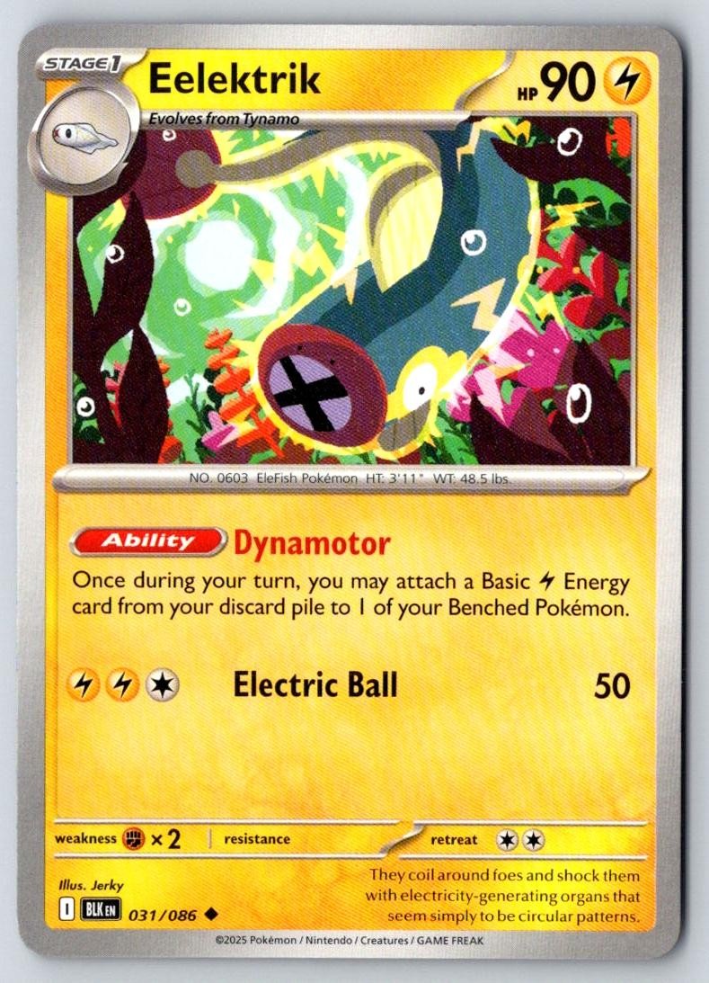 Eelektrik 031/086 Uncommon Black Bolt Pokemon Near Mint