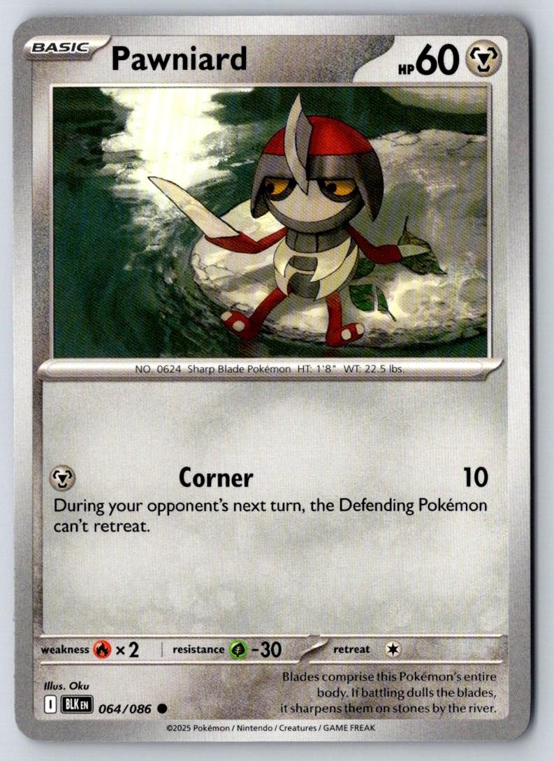 Pawniard 064/086 Common Black Bolt Pokemon Near Mint