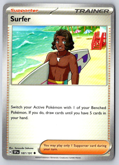 Surfer 187/191 Uncommon Surging Sparks Pokemon Near Mint