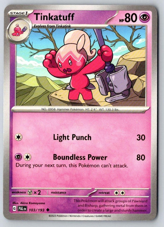Tinkatuff 103/193 Uncommon Paldea Evolved Pokemon Near Mint