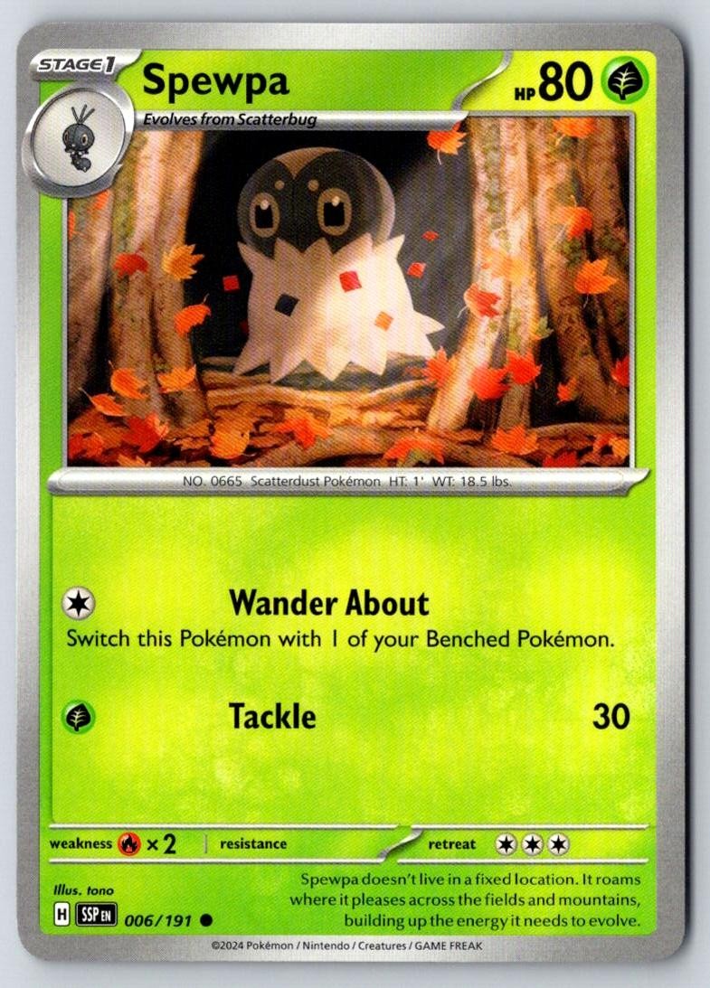 Spewpa 006/191 Common Surging Sparks Pokemon Near Mint