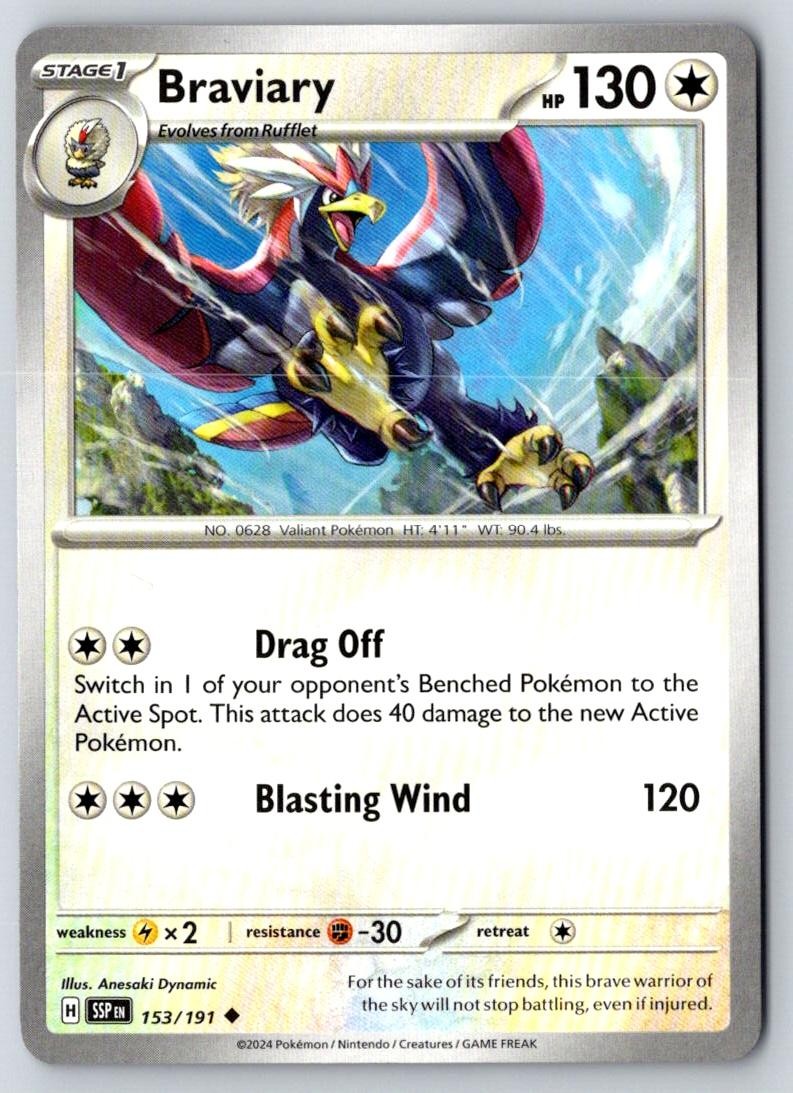 Braviary 153/191 Uncommon Surging Sparks Pokemon Near Mint