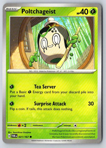 Poltchageist 021/167 Common Twilight Masquerade Pokemon Near Mint