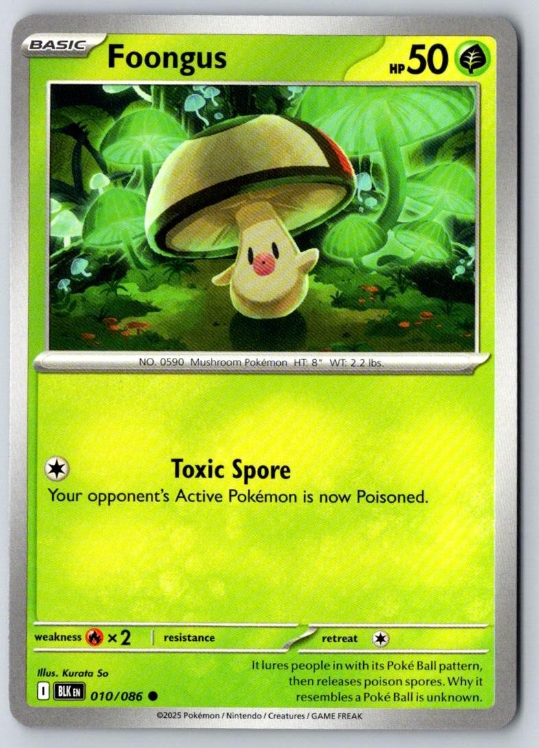 Foongus 010/086 Common Black Bolt Pokemon Near Mint