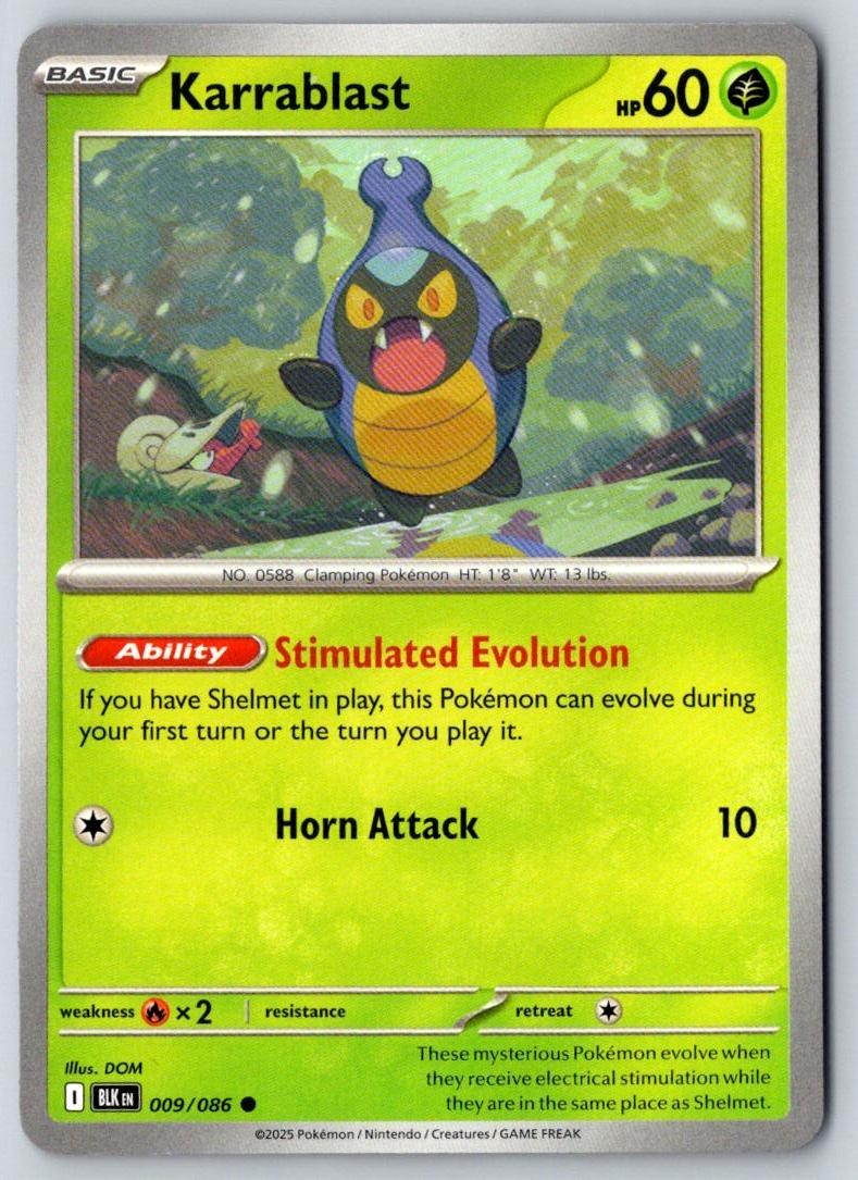 Karrablast 009/086 Common Black Bolt Pokemon Near Mint
