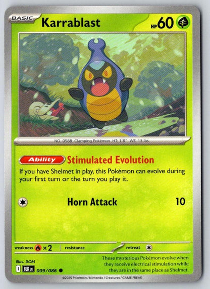 Karrablast 009/086 Common Black Bolt Pokemon Near Mint