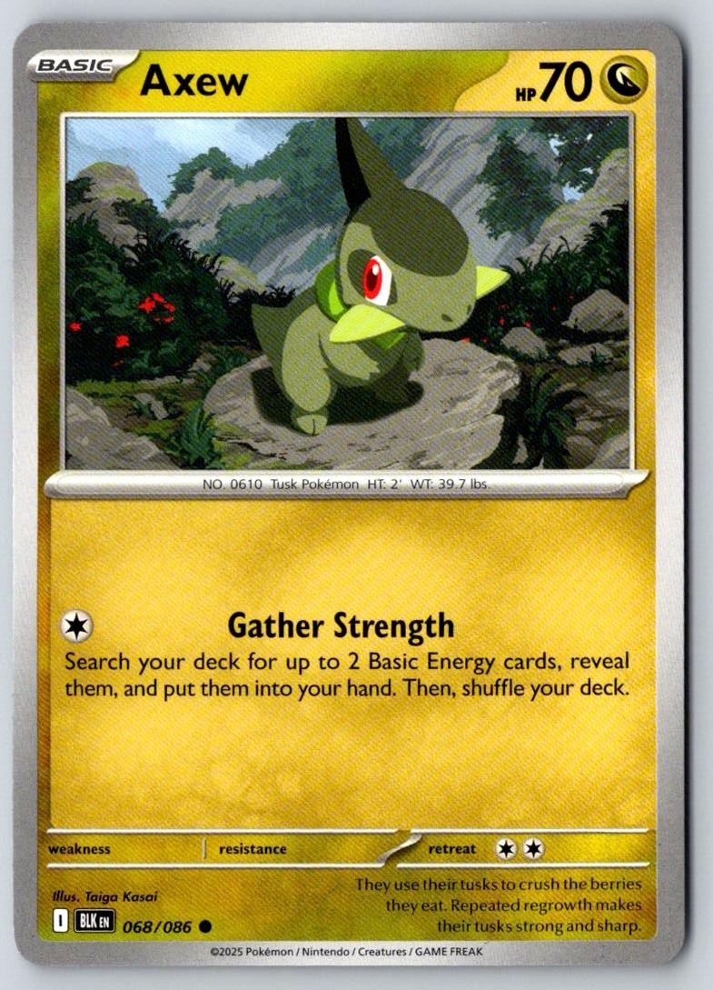 Axew 068/086 Common Black Bolt Pokemon Near Mint