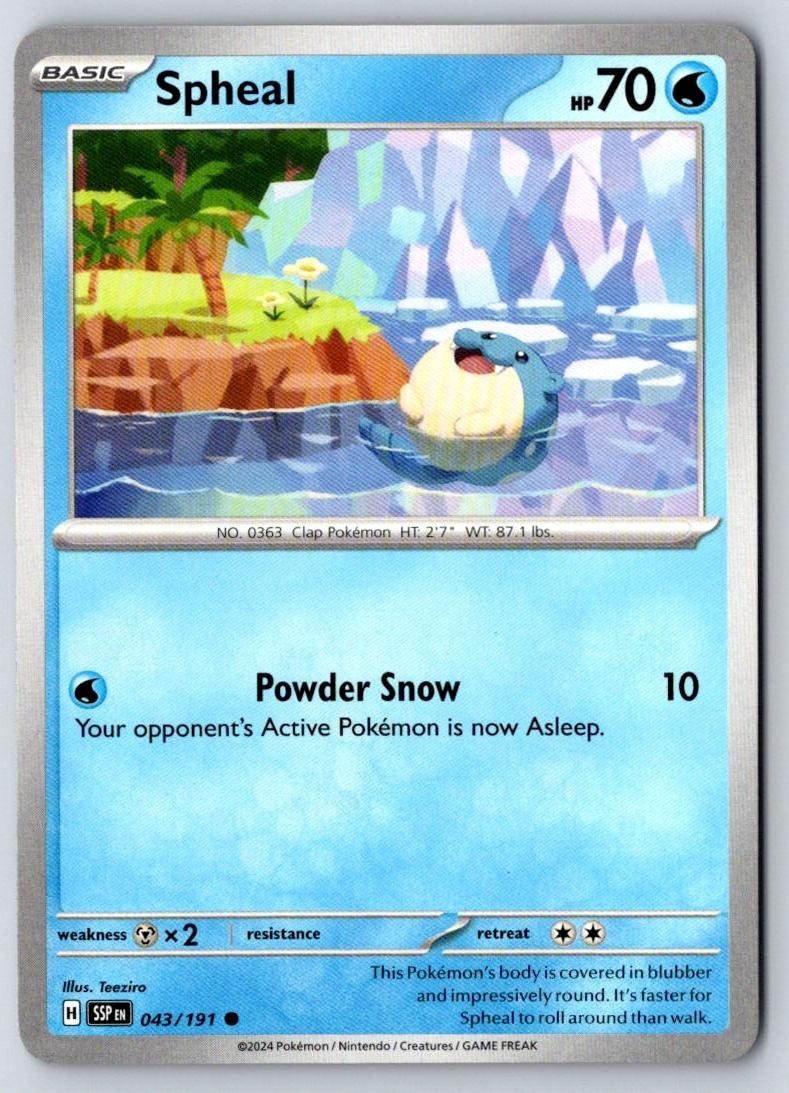 Spheal 043/191 Common Surging Sparks Pokemon Near Mint