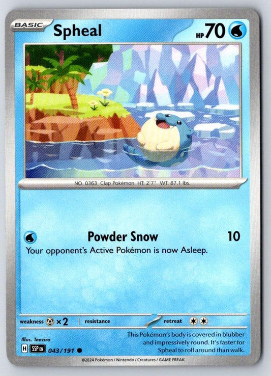 Spheal 043/191 Common Surging Sparks Pokemon Near Mint