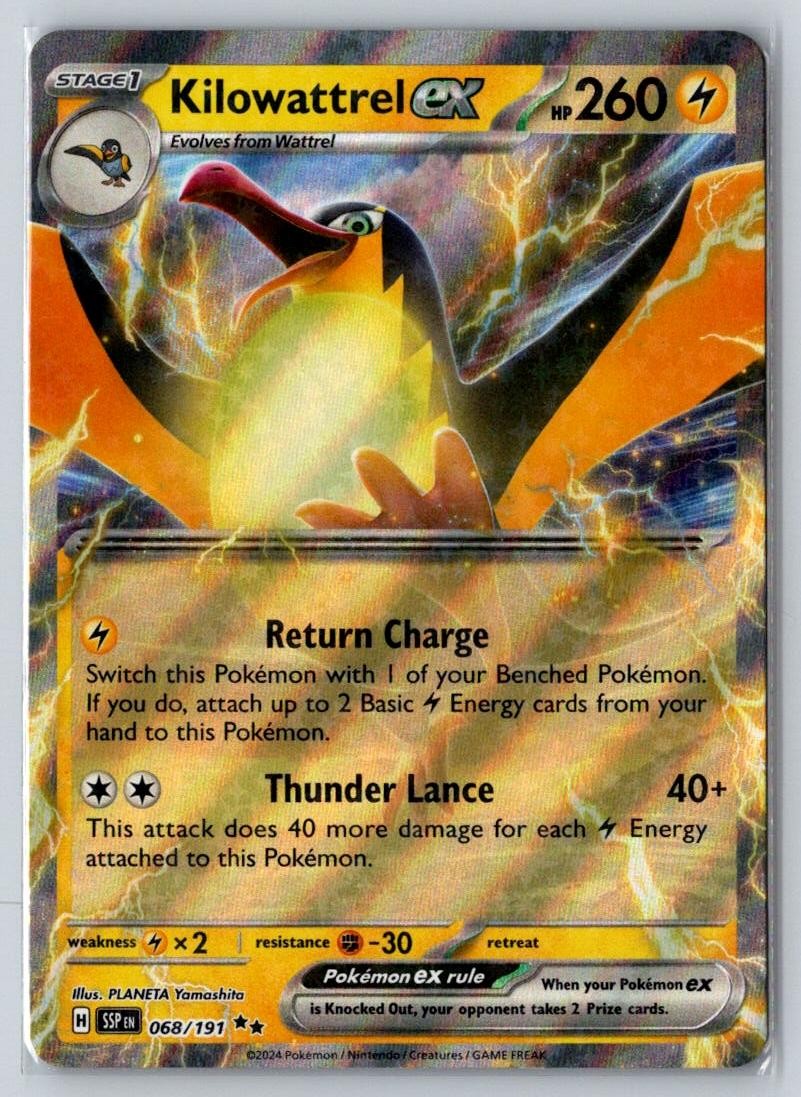 Kilowattrel ex 068/191 Double Rare Surging Sparks Pokemon Near Mint