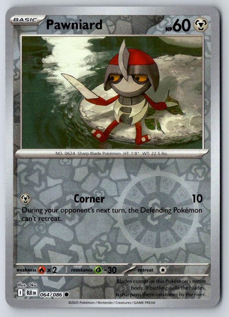 Pawniard 064/086 Common Black Bolt Pokemon Near Mint