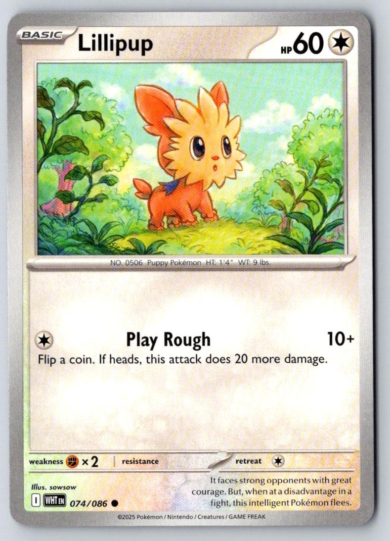 Lillipup 074/086 Common White Flare Pokemon Near Mint