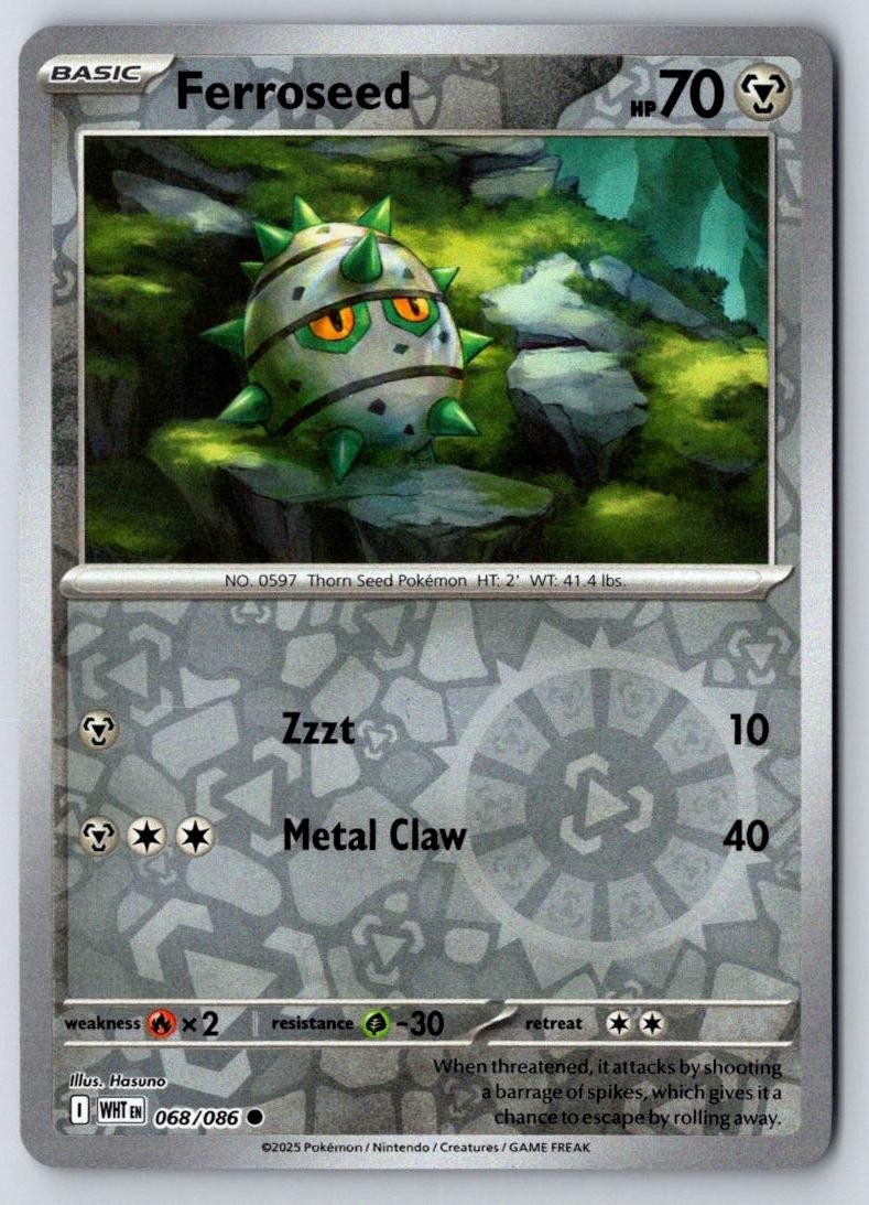Ferroseed 068/086 Common White Flare Pokemon Near Mint