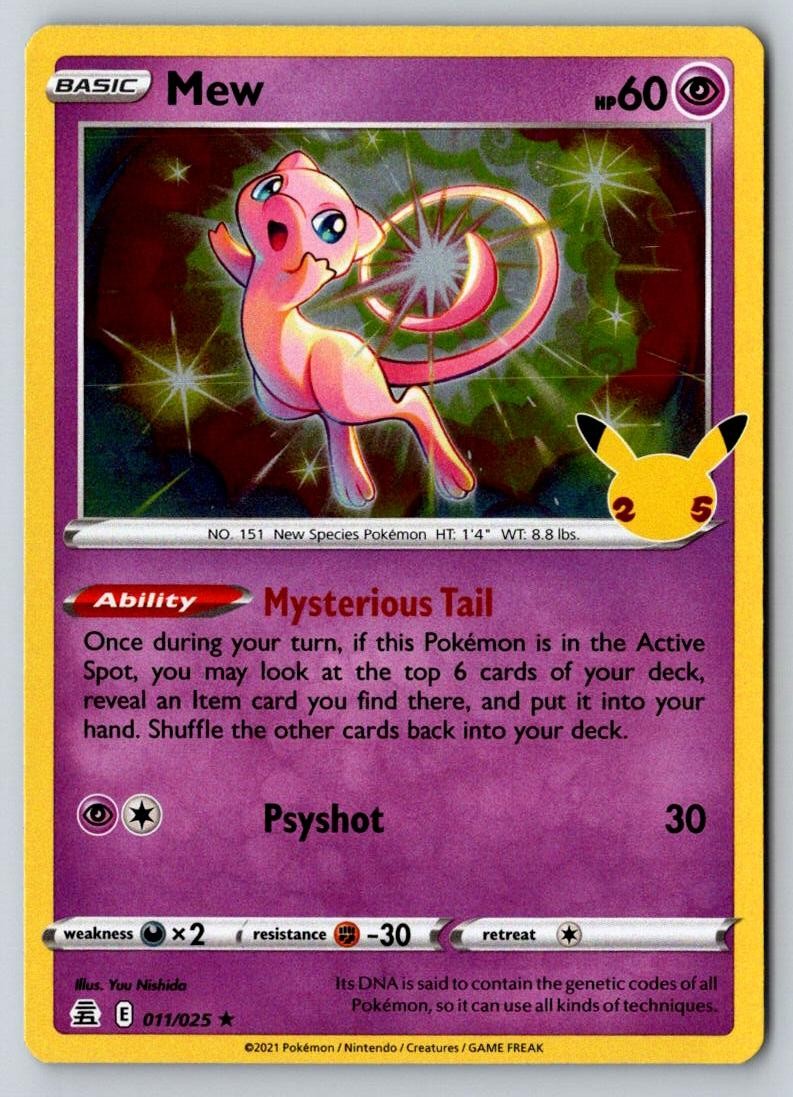 Mew 011/025 Holo Rare Celebrations Pokemon Holo Near Mint